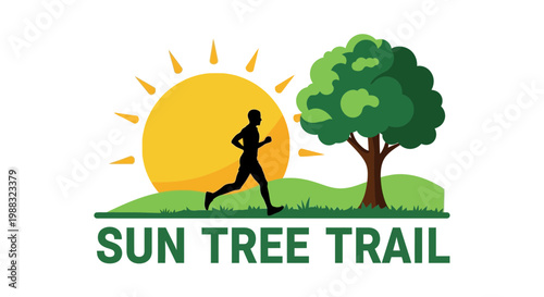 Runner on Sunlit Trail Beside a Lively Tree, Embracing the Outdoors with Energy