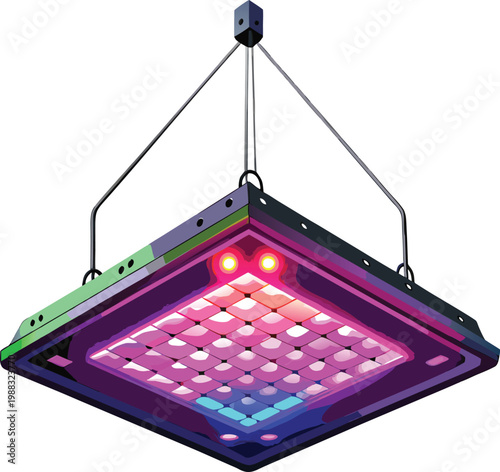 Modern LED grow light panel for Urban Gardening indoor hydroponic plant cultivation, Perfect for Adobe Stock Eco-Friendly Branding and Environmental Awareness Campaigns