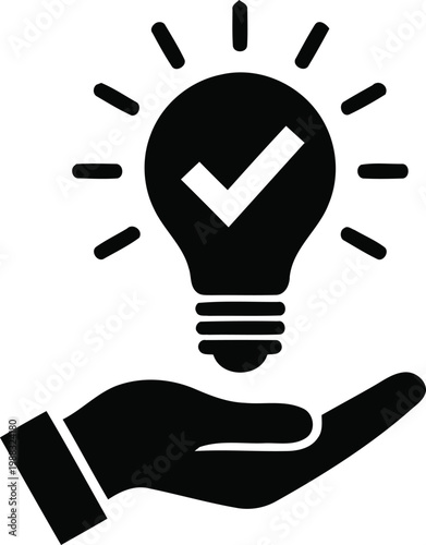 Hand holding light bulb idea silhouetteHand holding light bulb idea silhouette