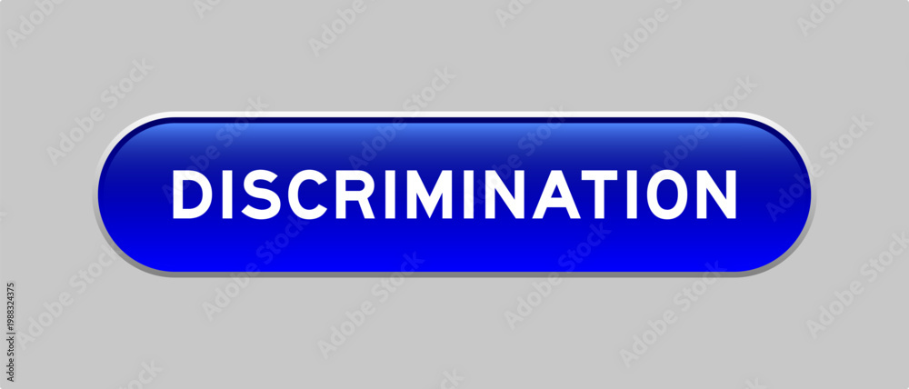 Fototapeta premium Blue color capsule shape button with word discrimination on gray background