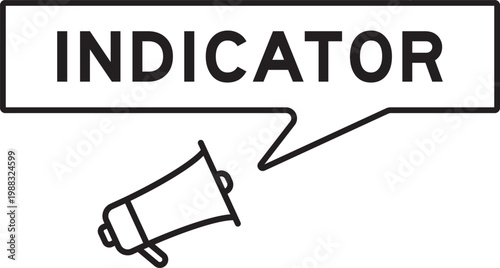 Megaphone icon with speech bubble in word indicator on white background