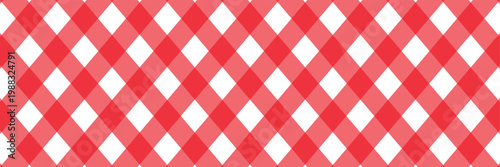 abstract red and white checkered pattern with diagonal lines. traditional gingham or picnic tablecloth texture isolated for kitchen decor, holiday wrapping paper and festive textile design. EPS 10 .