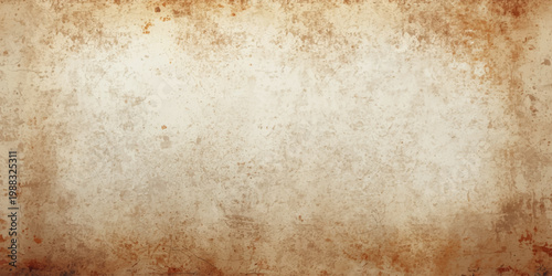 Vintage aged parchment with a stained brown grunge texture creates a blank antique paper background for a worn retro book design