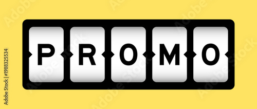 Black color in word promo on slot banner with yellow color background