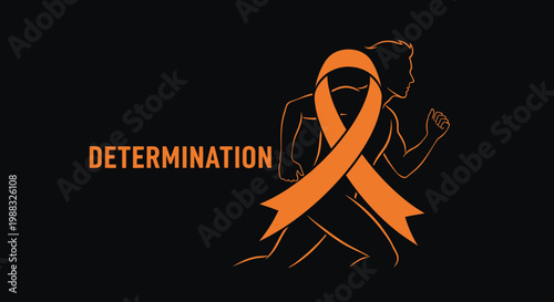 Runner Silhouette With Orange Ribbon Symbolizing Strength
