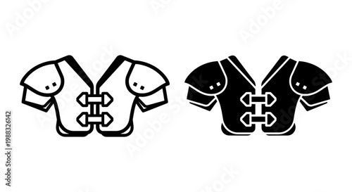 American football shoulder pads icon set, vector illustration of protective sports equipment for players