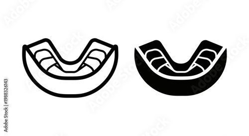 Mouth guard icon set sports protective equipment for teeth vector illustration