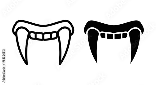 Vampire fangs icon set, vector illustration of sharp teeth