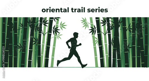 Runner Silhouetted Through A Bamboo Forest Is Preparing For An Amazing Marathon Journey