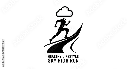 Runner Soaring Above, Concept of Healthy Lifestyle and Reaching New Heights