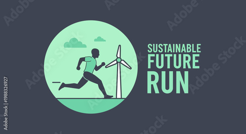 Runner Towards Eco-Conscious Future: Sustainable Energy and Renewable Power Illustrated