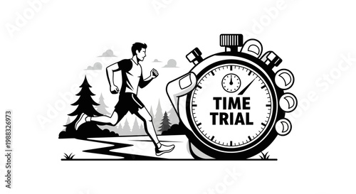 Runner Sprinting Next to Stopwatch Illustrating Time Trial Concept and Precise Measurement