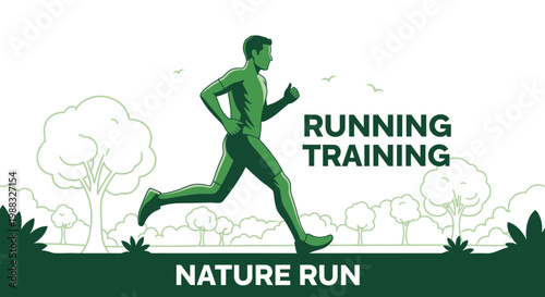 Runner Training in Nature Illustration Depicting Outdoor Running and Health