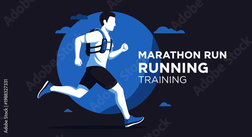 Runner Training, Marathon Run, Fitness and Healthy Life Style Design, Vector Illustration