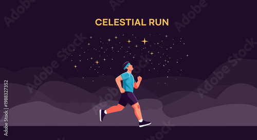 Runner's Stellar Escape a Nighttime Dream of Running Toward the Stars, No Limits