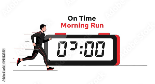 Runner's Morning Ritual Displaying Time on Digital Clock Illustrating Early Workout Regimen