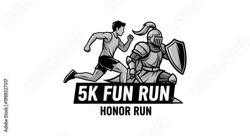 Runner Versus Knight 5k Fun Run Honor Run Championship Emblem