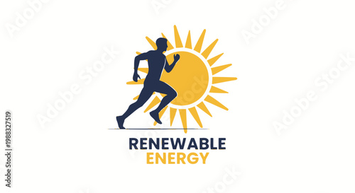 Runner Utilizing Sun's Energy in a Contemporary Design Illustration of Renewable Power