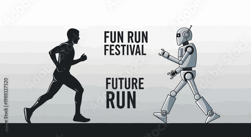 Runner Versus Robot: A Futuristic Concept of Dynamic Movement and Technological Evolution