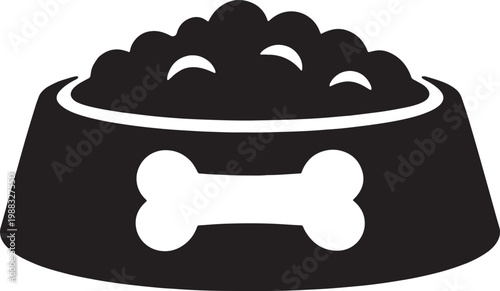 Dog food bowl with bone icon simple illustration for pets