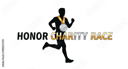 Runner Wearing Medal Symbolizing Honor and Charitable Marathon Achievement