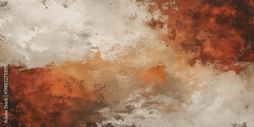 An abstract rusty metal texture surface blends dark storm clouds with motion and fire orange light for a weathered art background