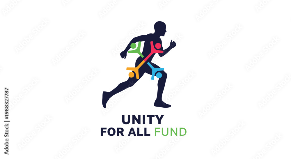 Fototapeta premium Running Figure Symbolizing Unity, Support, and Community in Action, Representing Togetherness