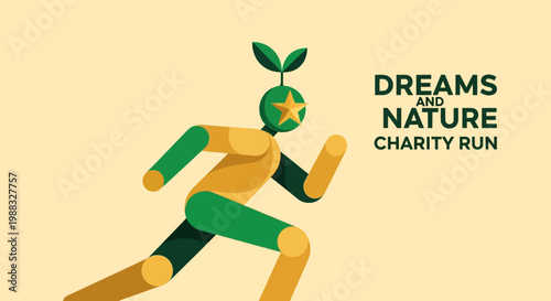 Running Figure Symbolizing Dreams And Nature Charity Run Event