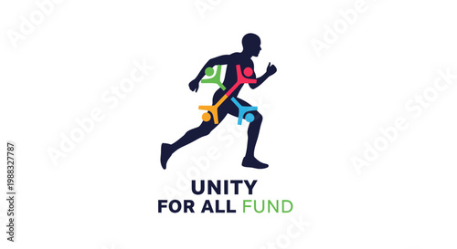 Running Figure Symbolizing Unity, Support, and Community in Action, Representing Togetherness