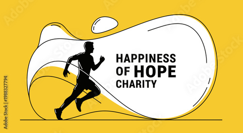 Runner's Silhouette Conveying Happiness And Hope For Charity Campaign And Donations