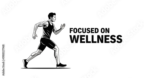 Runner's Silhouette Promoting Fitness And Wellness With Focused Motivation Message