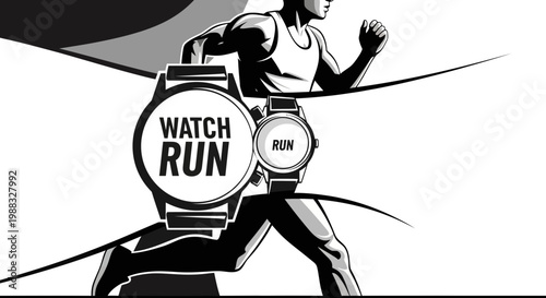 Runner's Smartwatch Concept Depicting Time to Train and Execute Movement