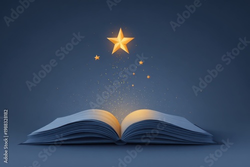 an illustration of an open book with a shining star above it, celebrating Education Day