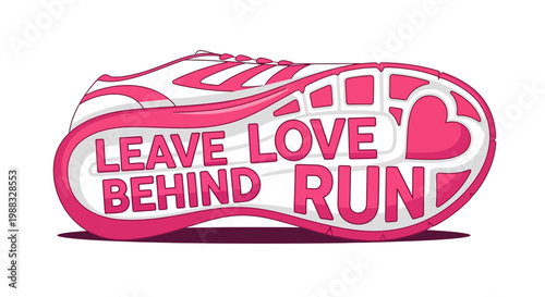 Running Shoe With Heart And Inspirational Message Of Love And Freedom For Athletes