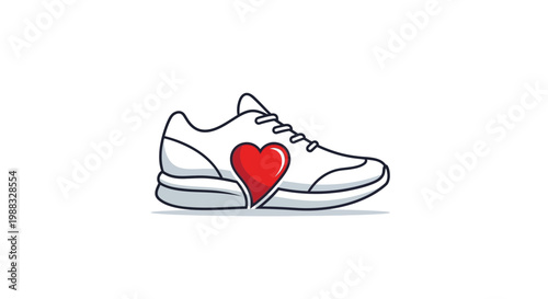 Running Shoe With Heart Symbol Emblematic of Health And Fitness Lifestyle