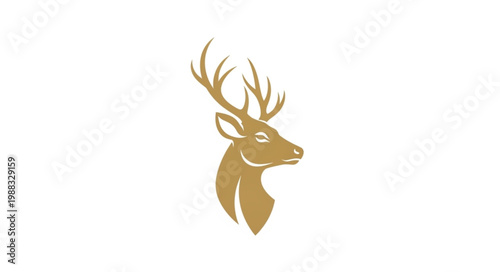 Golden Deer Head Silhouette with Antlers.