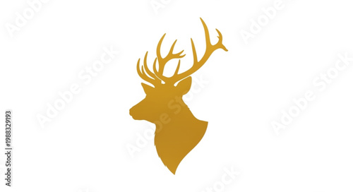 Golden Deer Head Silhouette with Antlers.