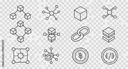 Collection of Blockchain Technology and Cryptocurrency Icons.