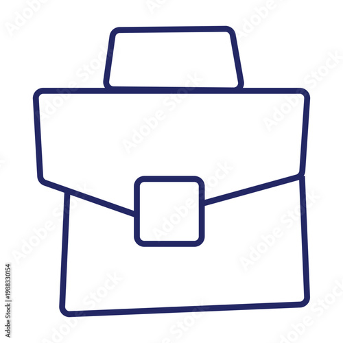 A simple line drawing of a classic briefcase with a flap closure and handle.