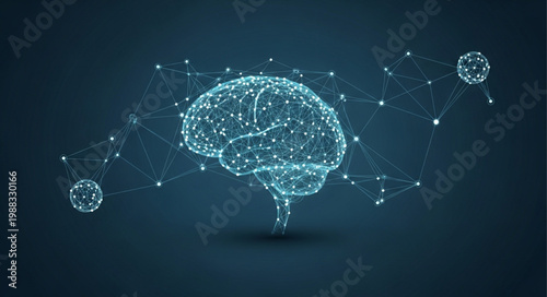 Digital brain network connections abstract science technology.
