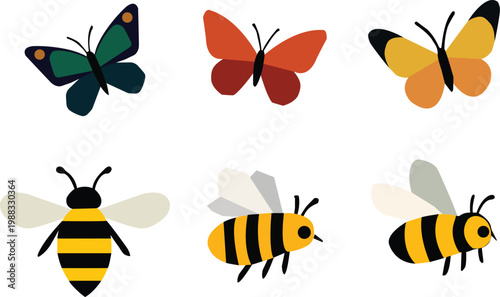 Pollination and nature concept with bees and butterflies, spring garden background for eco and environment design