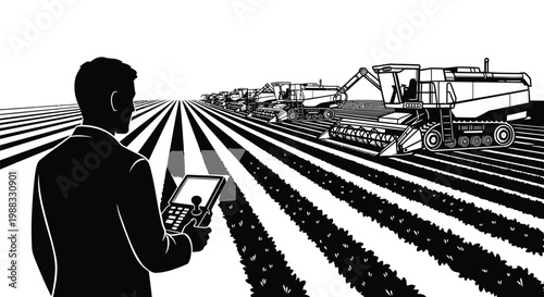 Agricultural Technology, Farming Innovation, Tractor Automation, Precision Agriculture Vector