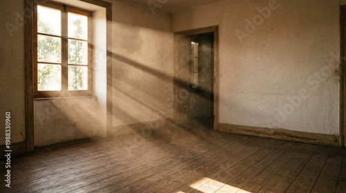 Sunlight Streaming Through Windows in an Empty Room