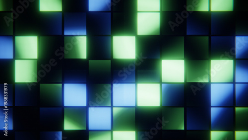 Cuadro en lienzo Digital square pixels lighting up a grid pattern, creating a retro technology ba