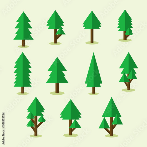 Hand Drawn Tree Elements Pack Isolated on White Background Vector