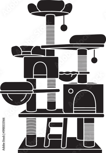 Cat tree tower with scratching posts and shelves for feline fun and relaxation