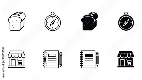 Collection of icons representing daily life and shopping activities