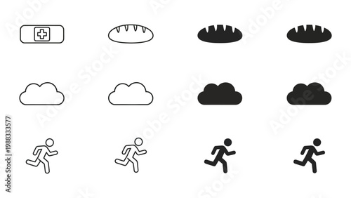 Illustrations depicting health, weather, and physical activity icons