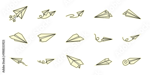 Hand Drawn Paper Plane Icon Set