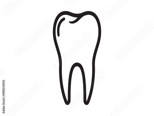 Simple black and white line drawing of a human tooth isolated on white background